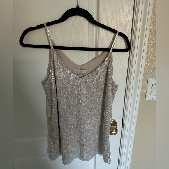 LOFT Tops - LOFT Metallic Shimmer Tank Top • Size Small • Silver Textured, Sleeveless – NWT
